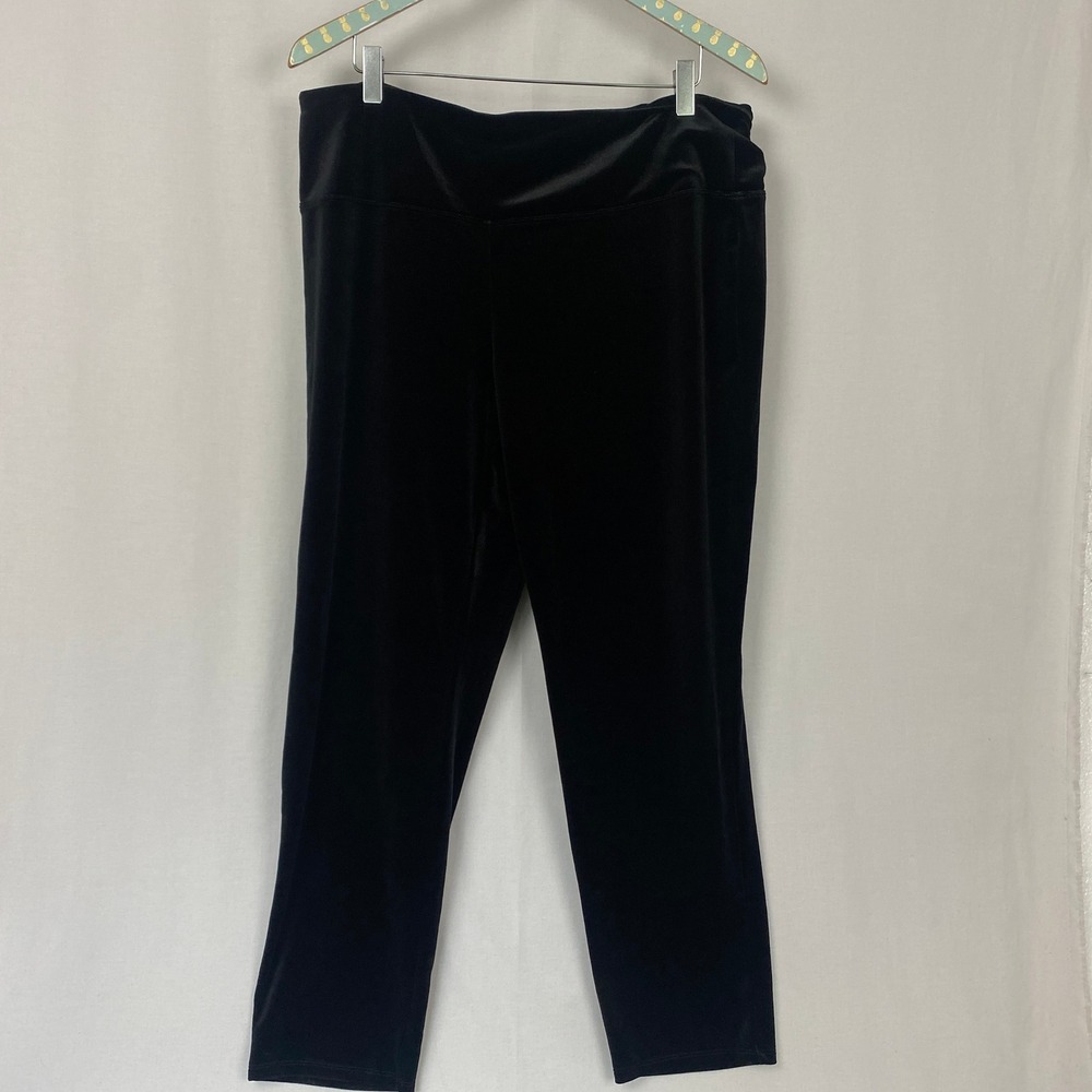 J Jill Wearever Stretch Velvet Pants Large Black Slim Ankle Luxe Holiday 34x27